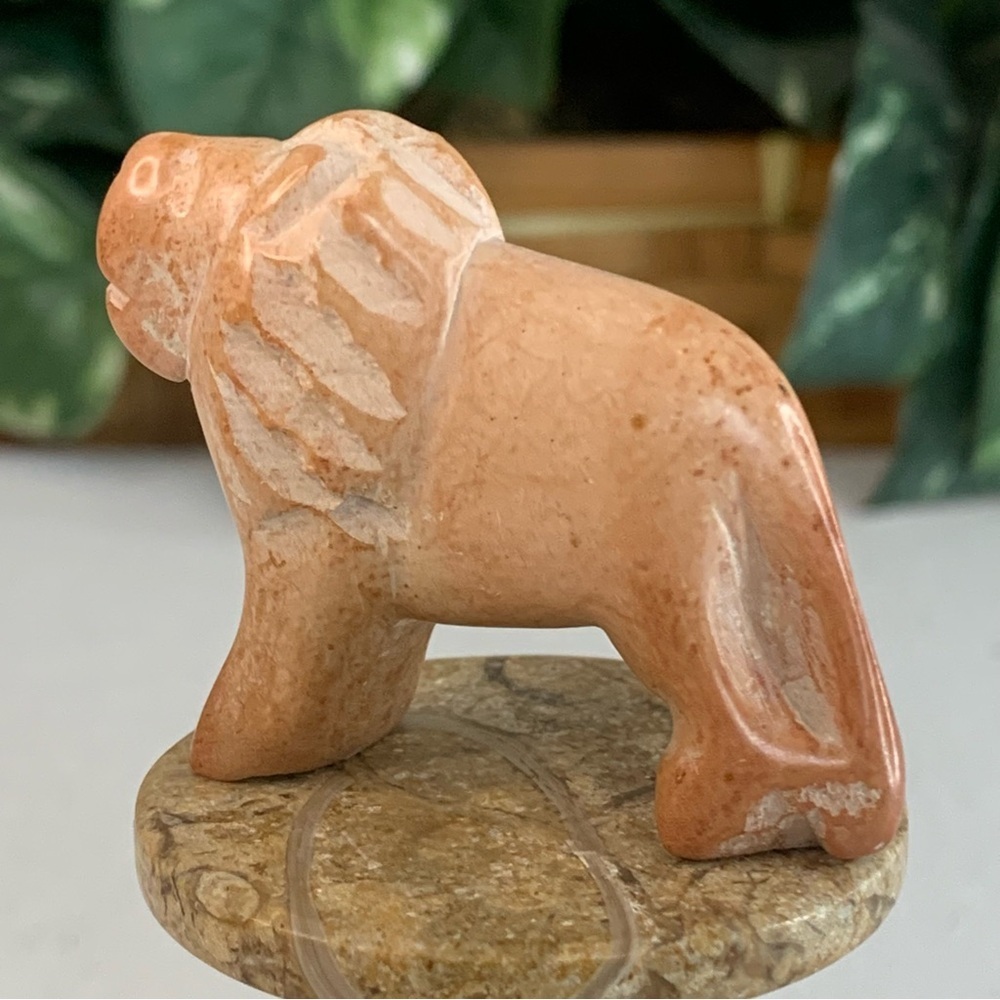Kisii Soapstone Hand Carved Lion Figurine Stone Cat Carving Animal Figure 2” - Picture 10 of 14
